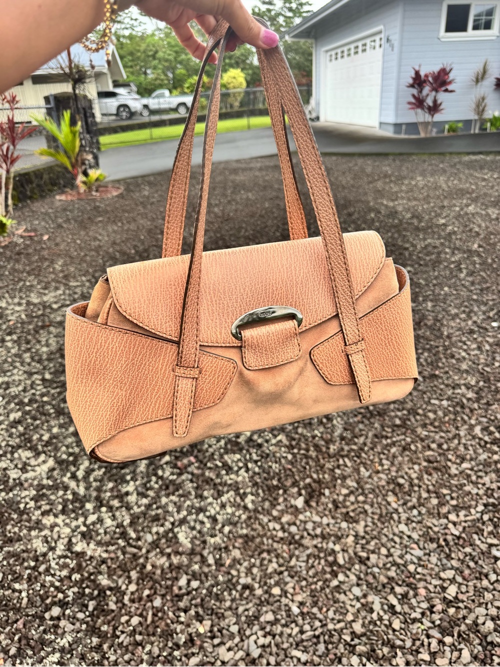 TOD’S Vintage Italy Pink Pebbled Leather & Suede Shoulder Bag Quiet Luxury - Picture 15 of 15